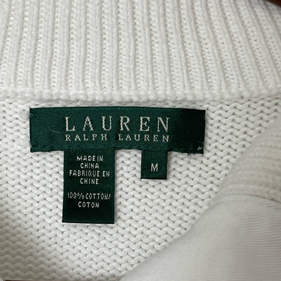 LRL Button Down Knitted Jacket Sweater With Pockets White Size M - Picture 5 of 10